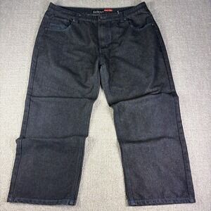 Kayden. K Mens Loose Fit Jeans 44x30 Dark Blue Wash Denim Y2K Baggy Skater